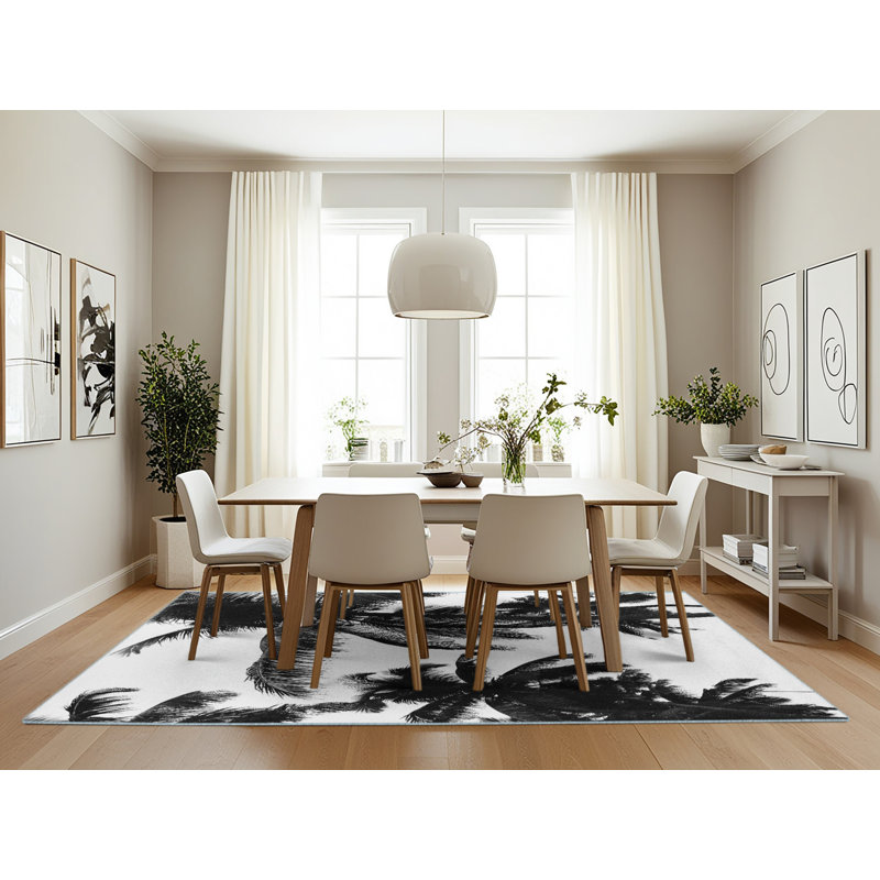Tapis noir / blanc Aarien, Rectangle 7 pi x 10 pi