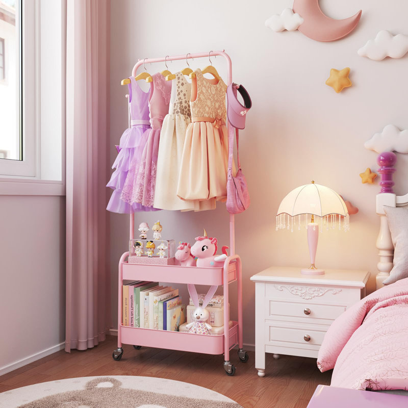 51cm Rolling Clothing Rack, Pink