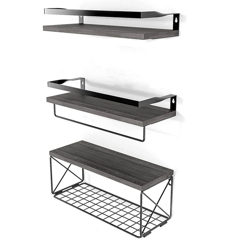 Tablette flottante en métal 3 pièces Gunnora, Noir