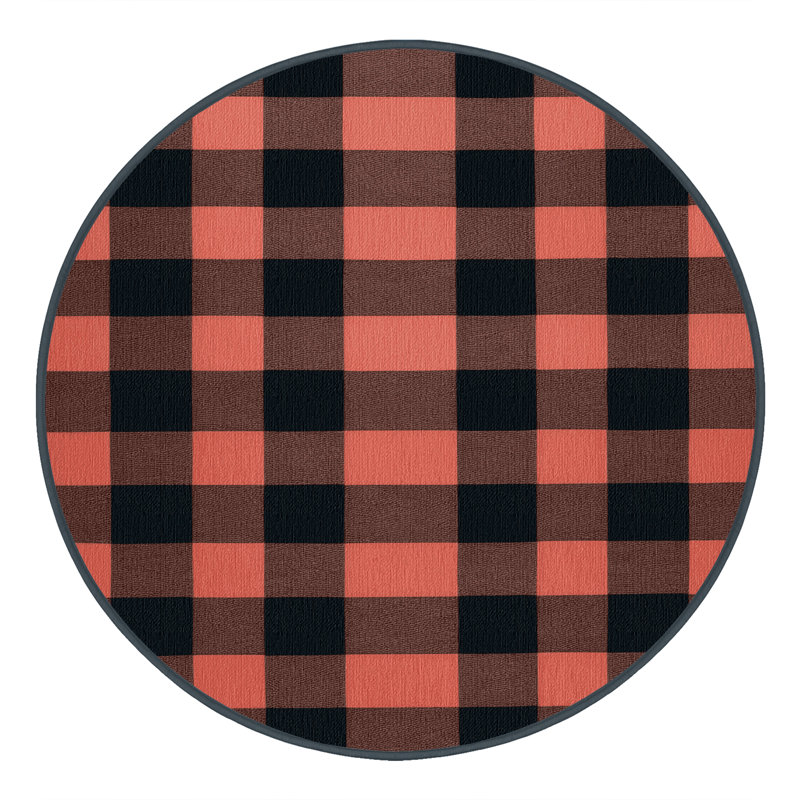 Machine Washable Botanical Brown Area Rug, Round 5'