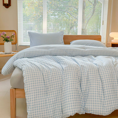Ensemble d'édredon en microfibre prélavée Gingham