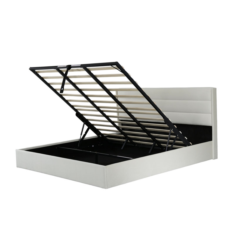  Lit de rangement rembourré Denicolais, Très grand, Velours crème