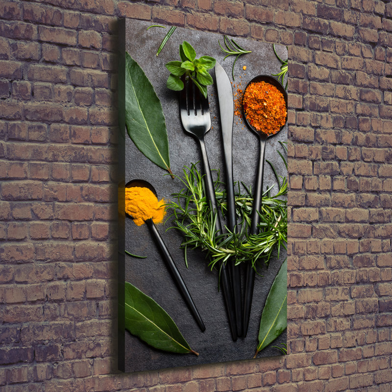 Cutlery And Spices - Wrapped Canvas Print