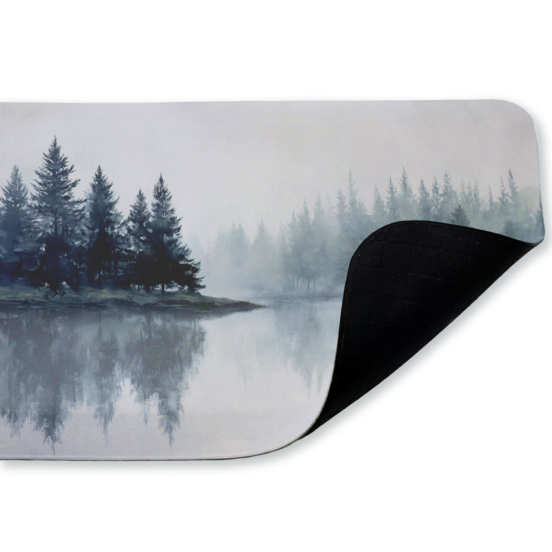 Tapis de cuisine ergonomique antidérapant à motif d'indigo Tree Reflections, 18 po x 30 po