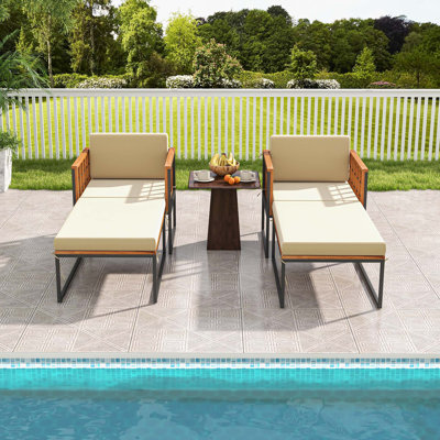 Michaelle Outdoor Lounge Chair with Ottoman