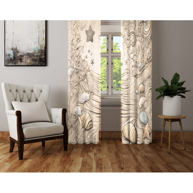 Paire de rideaux semi-transparents en polyester Haritha, L 20 po x L 82 po