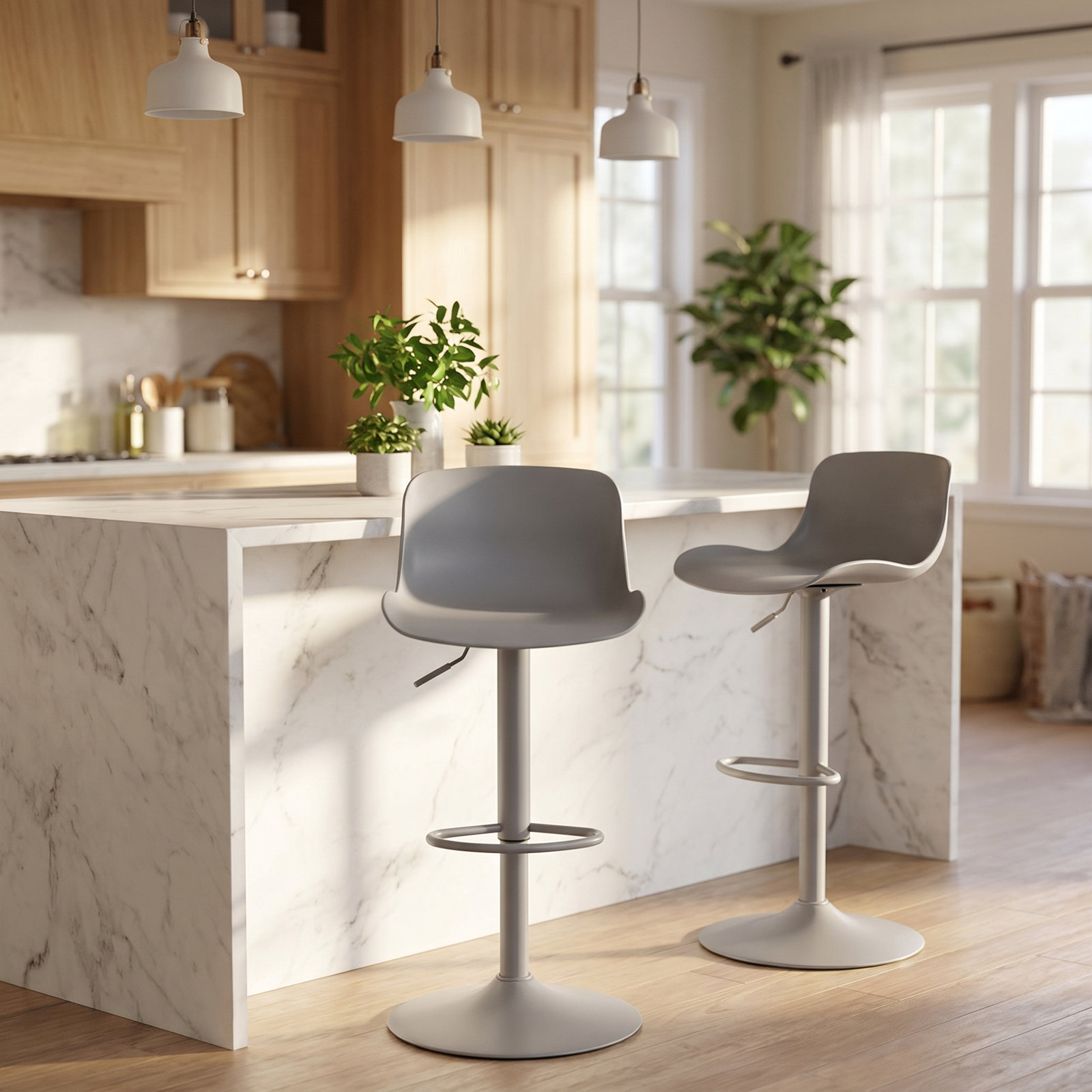 Meli Swivel Bar Stool, Gray
