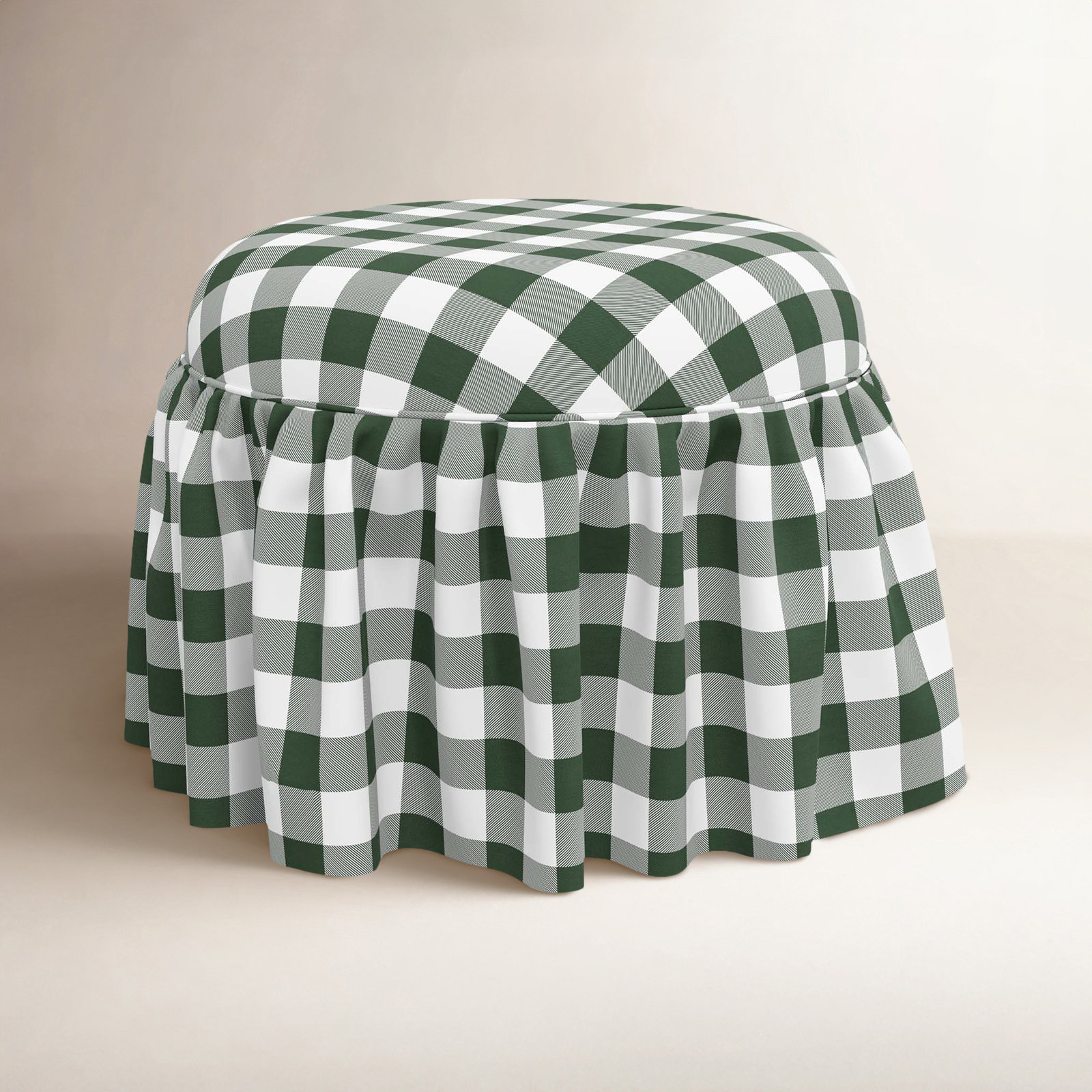 Jebb Upholstered Ottoman, Classic Gingham Evergreen