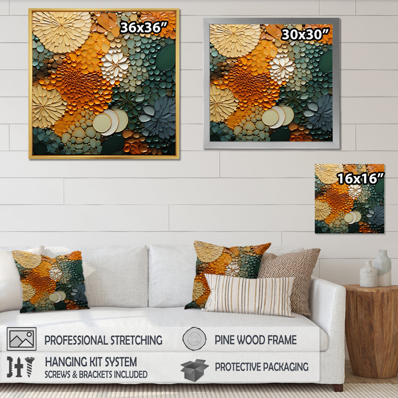 Hardedge Art Earthy Euphony VI - Abstract Wall Art Living Room, H 36 po x l 36 po x P 1,5 po, Cadre doré à une seule photo