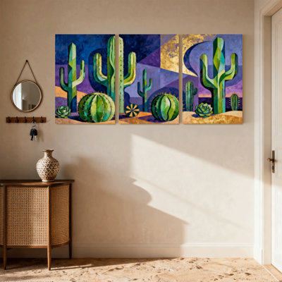 Cactus du désert, impression de paysage de cactus, ensemble de 3 impressions sur toile