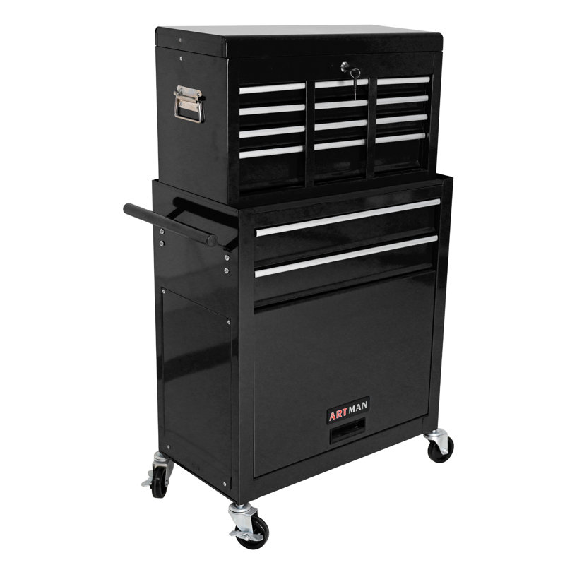 High Capacity Rolling Tool Chest With Wheels And Drawers, Black