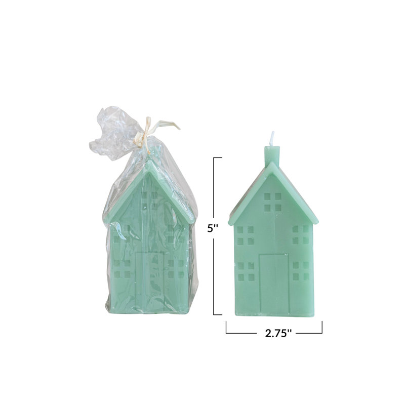 Unscented House Shaped Candle, Mint