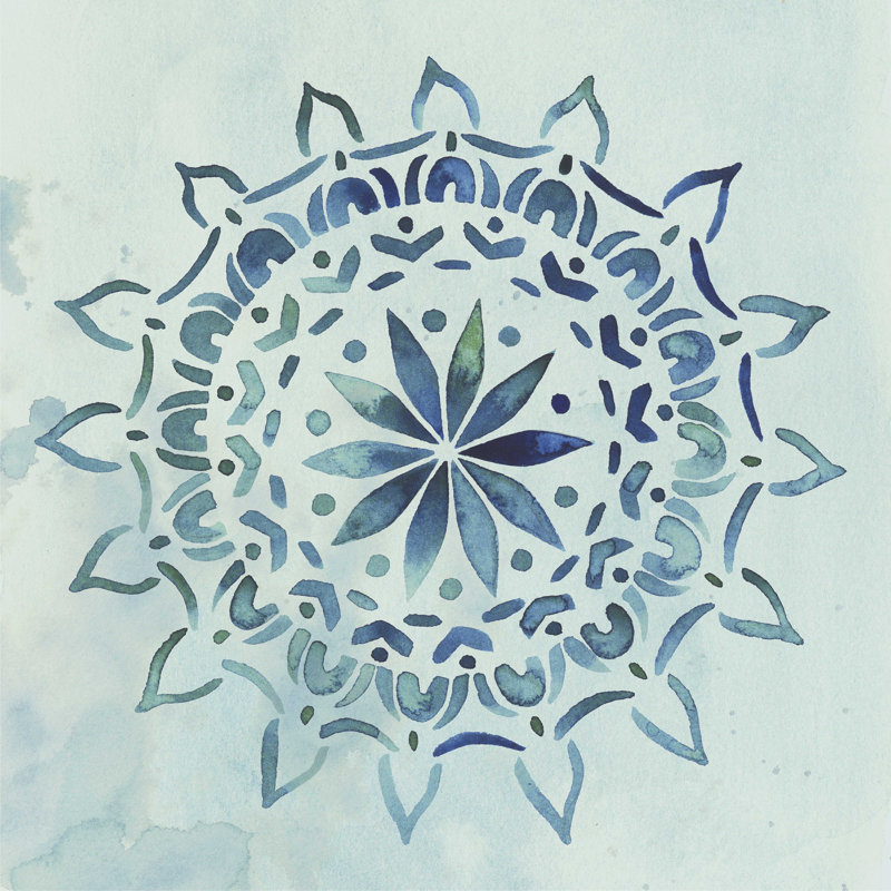 Aquarelle Mandala III, H 20 po x l 20 po x P 1,25 po
