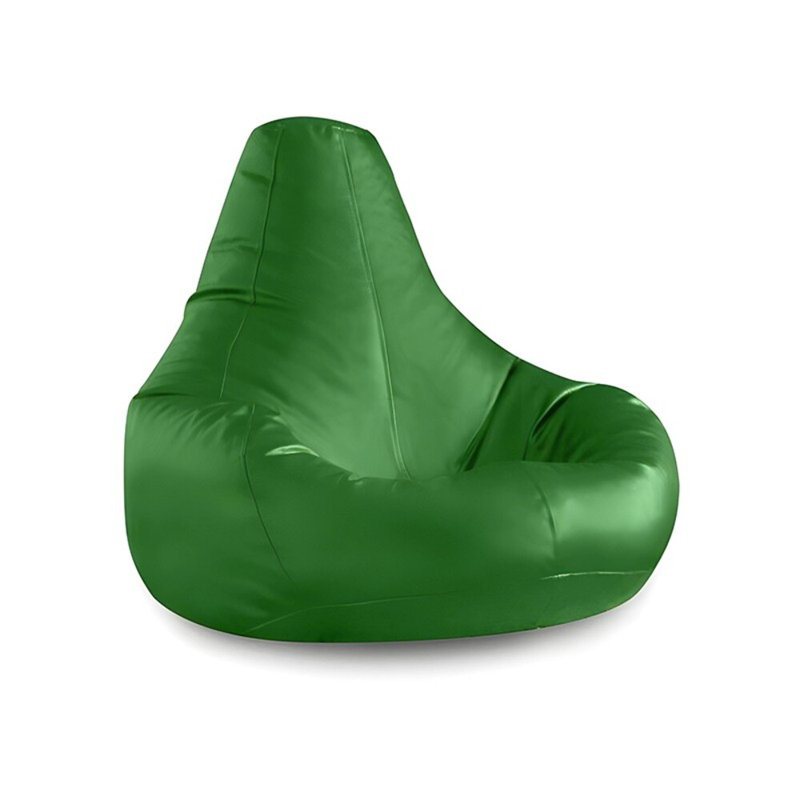 Fauteuil à billes vert confortable de 31,5 po x 29,5 po x 11,8 po | 100% similicuir de polyester | Rempli de billes de mousse EPS recyclées | Housse à fermeture à glissière imperméable et amovible | Parfait pour le salon, la chambre à coucher et les jeux
