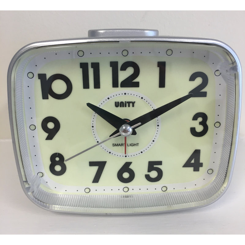 Analog Quartz Alarm Tabletop Clock, White