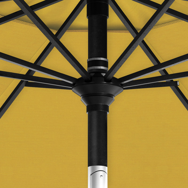 Parasol de marché Cataleya, Toile Sunbrella® jaune tournesol, Pierre noire