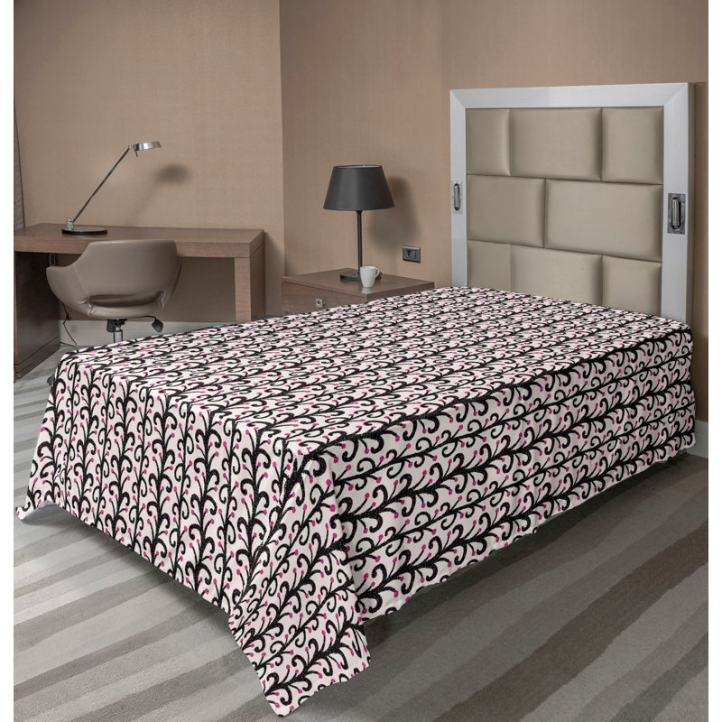 Drap plat moderne de style bohème Ambesonne, Magenta / motif abstrait gris anthracite, Drap plat pour lit simple