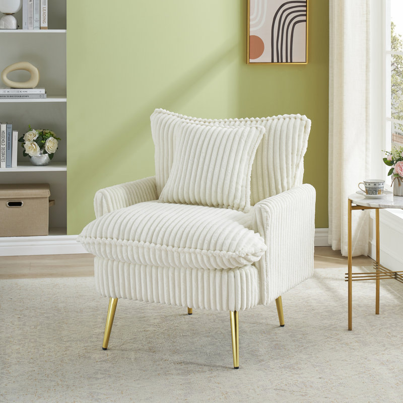 Beige Corduroy Single 30.31 Inch, Soft Fabric And Comfortable Back Support Inch , For Home Office Work, Beige