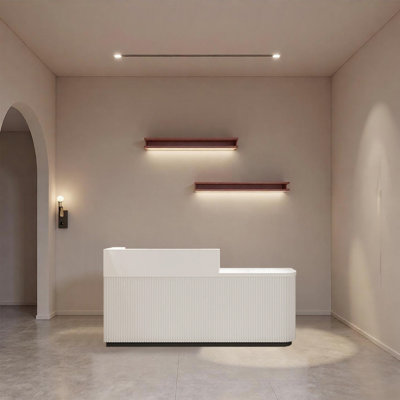 Elegant Front Desk and Retail Counter with Built-in Storage – Ideal for Modern Retail and Office Spaces