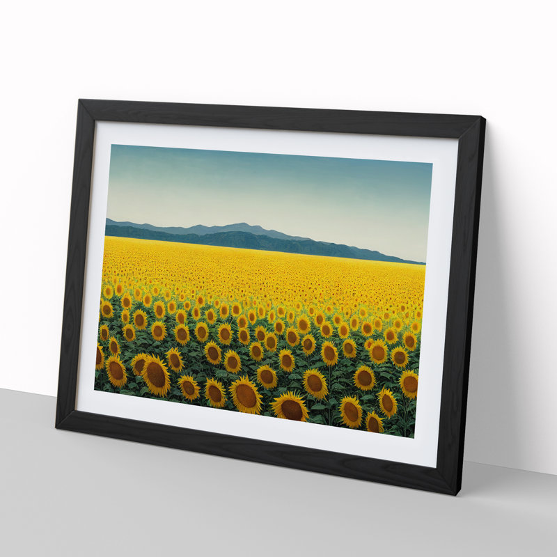 Extraordinary Sunflower Field - Single Picture Frame Print, Black Framed, 46cm H x 64cm W x 2cm D