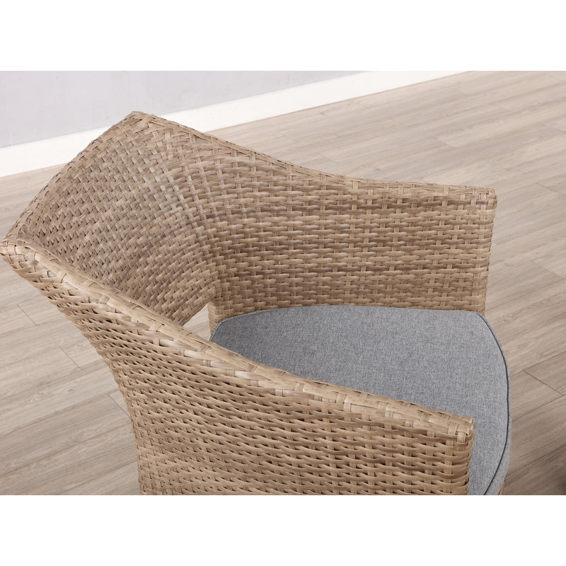 Acuna All-Weather 5 Pc Outdoor Set with 17"H Accent Table With Glass Top 2 Chairs 2 Ottomans