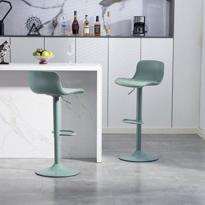 Ensemble de tabourets de bar 2 tabourets de bar pivotants à hauteur réglable avec dossier, chaises d'îlot de cuisine en cuir polyuréthane sans accoudoirs, grande base robuste pour la maison / le bar / le restaurant