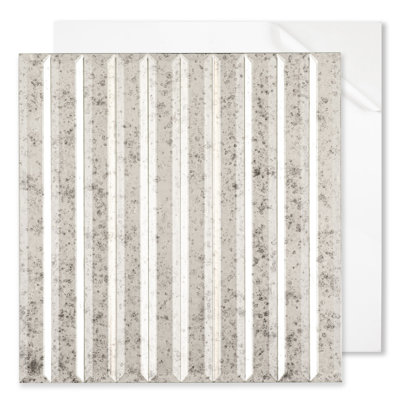 Diflart Reflections Beveled Peel and Stick Mirror Glass Backsplash Tile Light Antique 11.8 in. x 11.8 in.