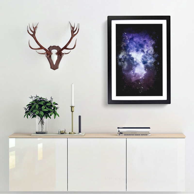 Purple Clouds - Picture Frame Painting Print, 33cm H x 24cm W x 2cm D, Black Framed