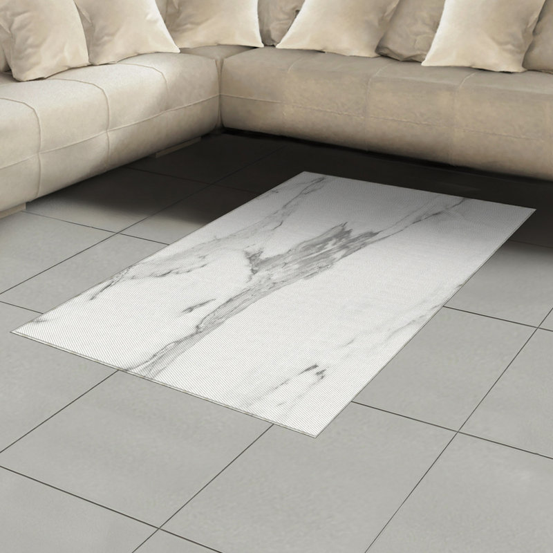Marble Print High Density Long Fiber Poly Threads Decorative Area Rug Carpet, Rectangle 4' x 5'8"