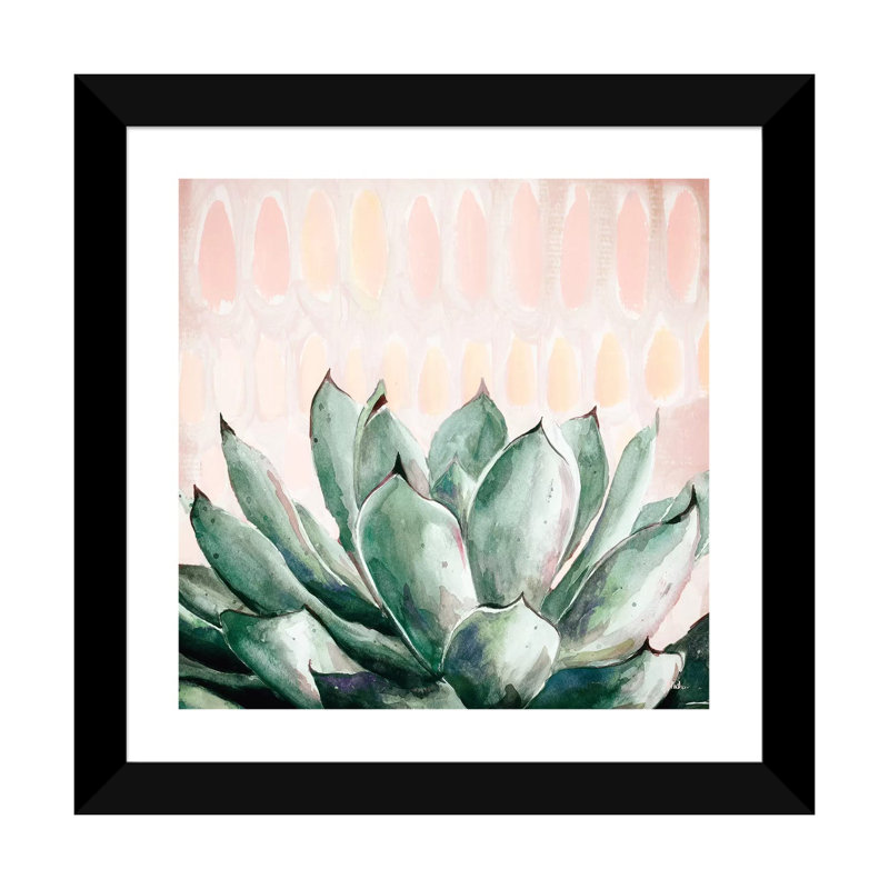 Reproduction d’art, "modern agave" par Patricia Pinto, Papier encadré noir, Blanc, H 24 po x l 24 po x p 1 po