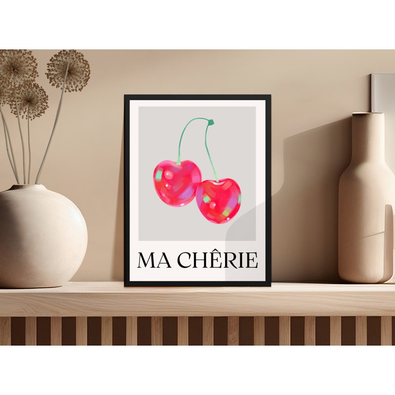 Ma Cherie Wall Art, Cherry Print, Framed, Kitchen Decor, Whimsical Art, Fruit Wall Art, Available in Several Sizes