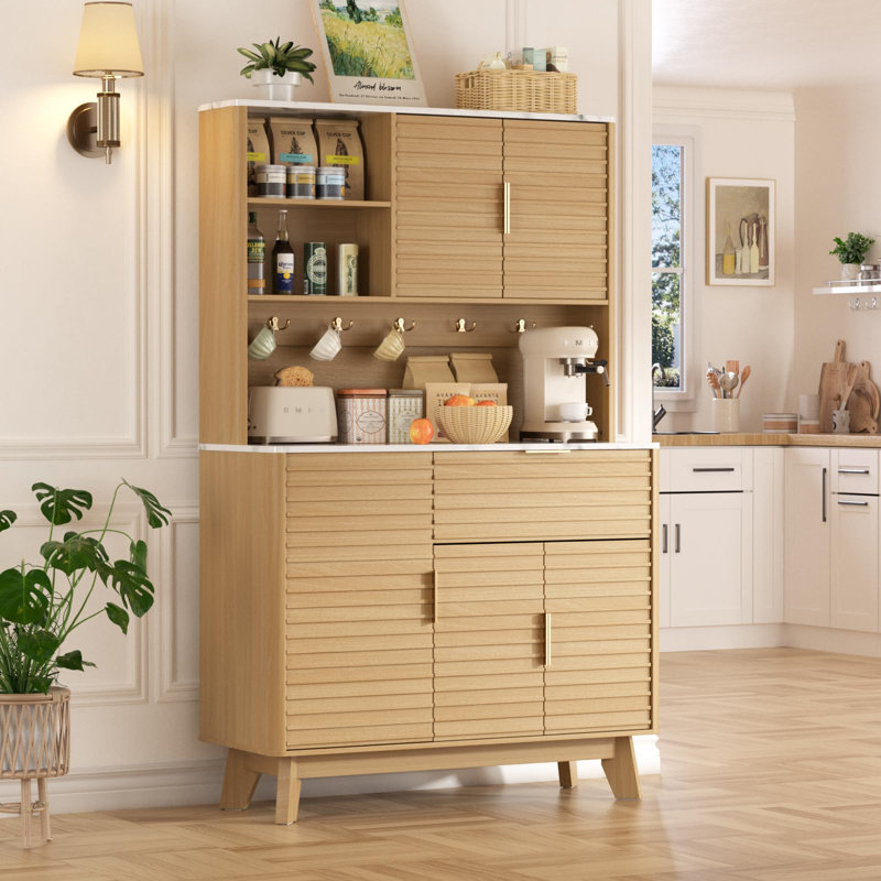 Kitchen Pantry Cabinet With 4 Charging Stations