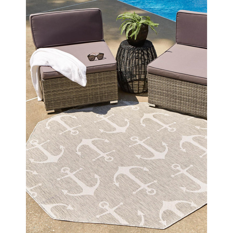 Tapis d'extérieur Ayton couleur sable, Octogone 7 pi 10 po x 7 pi 10 po