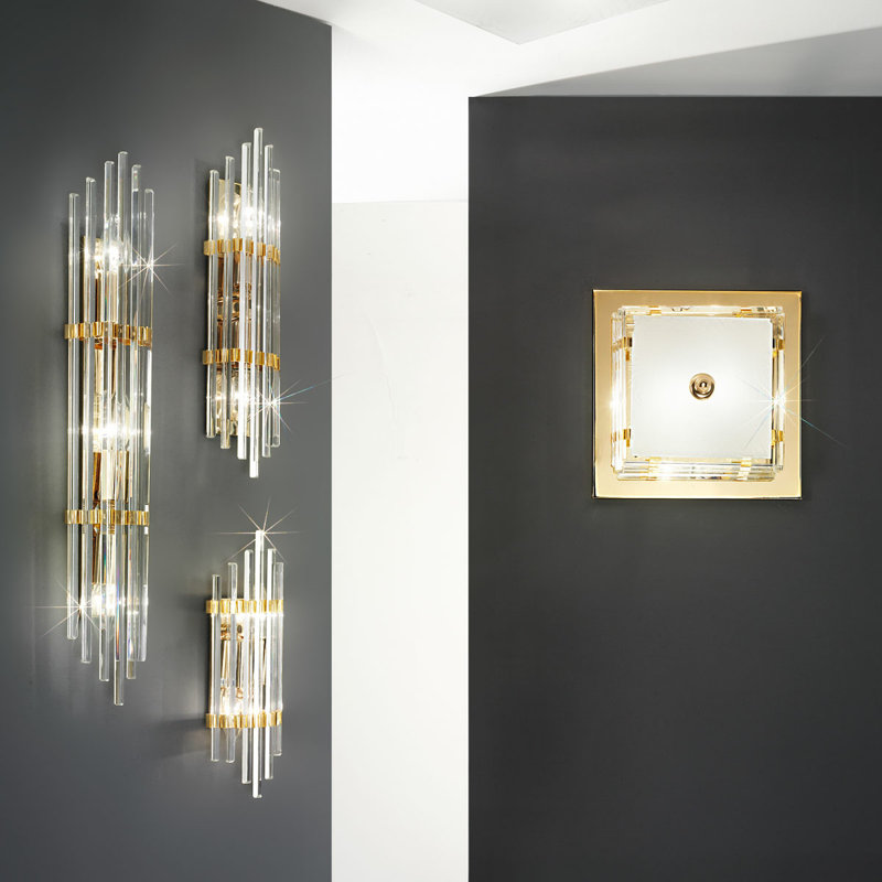Ontario 2 - Light Dimmable Flush Mounted Sconce, 60cm H x9.5cm W x 7.5cm. D, Gold