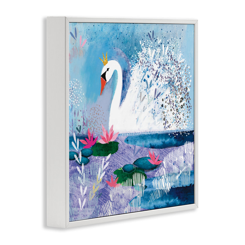 Giclée encadrée de cygne couronné tranquille, design par Clare Tupper, H 17 po x l 17 po