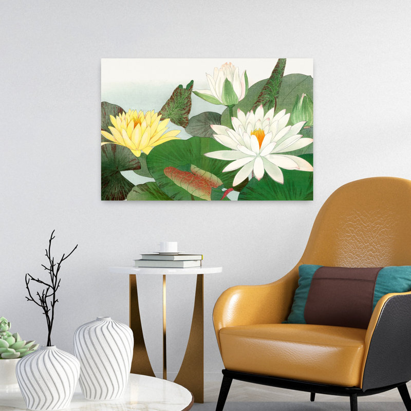 Contemporary Art Abstract Contemporary Lily Lotus Flower Plant Art by Tanigami Konan - Wrapped Canvas Print
