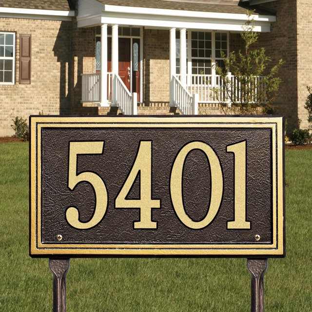 Double Line 1-Line Lawn Address Sign, Antique Copper, Yes