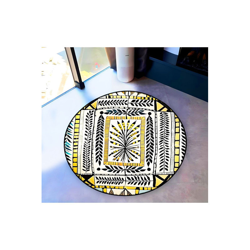 Tapis rond lavable à la machine, Sous-tapis rond 2 pi 8 po inclus