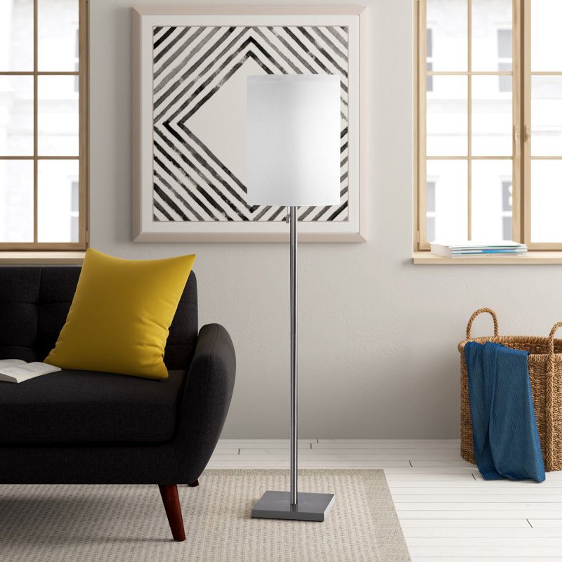 Lampe sur pied 61 po Aghvan, Acier brossé, Blanc