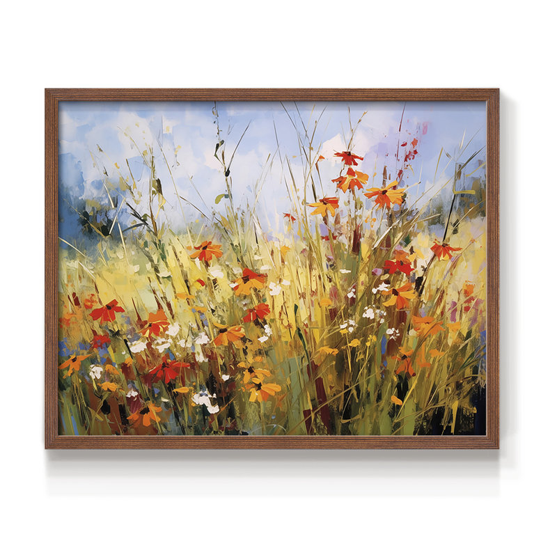 Série florale - CXL III - Reproduction encadrée - Restickable, H 16 po x l 20 po, Noyer