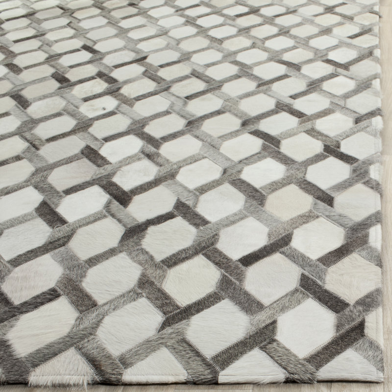 Sevastopol Studio Leather Hand Woven Leather Geometric Rug, Rectangle 3' x 5'