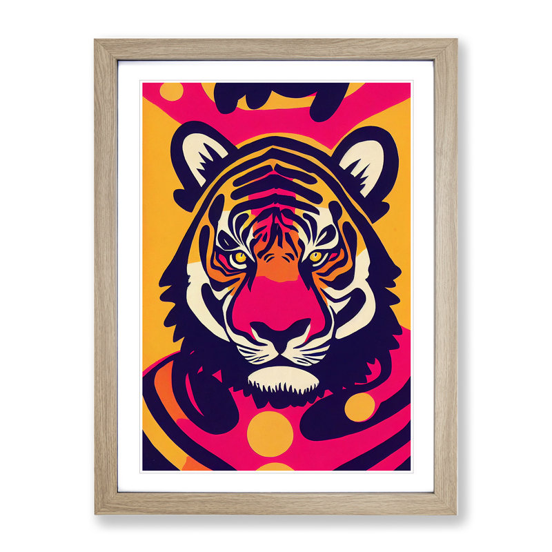 Tiger Abstract - Framed Print, 46cm H x 34cm W x 2cm D, Oak Framed