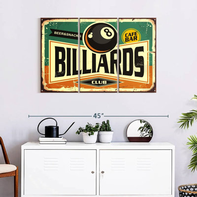 Ensemble de billard club sur toile 3 pièces