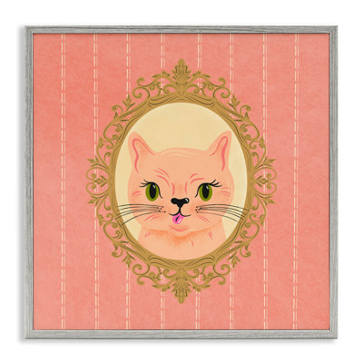 «Peach Cat Portrait», art de la giclée encadrée par Carrie Cantwell