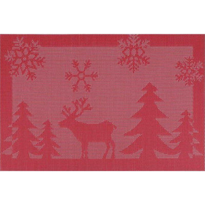 (45x30cm) Napperon Textilene - Rouge / Cerf