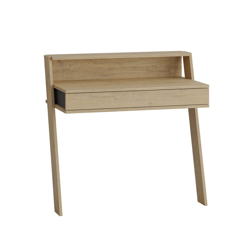 Cowork Modern Floating Desk Wall Mounted With Drawer 94cm Wide, Oak/Anthracite