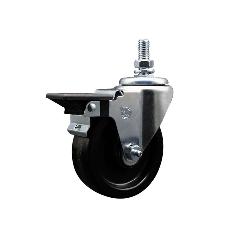 4 Inch_Phenolic 10MM Threaded Stem Caster with Brake