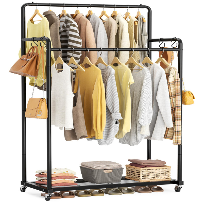 Pinnell 72.5cm Rolling Clothing Rack, Black