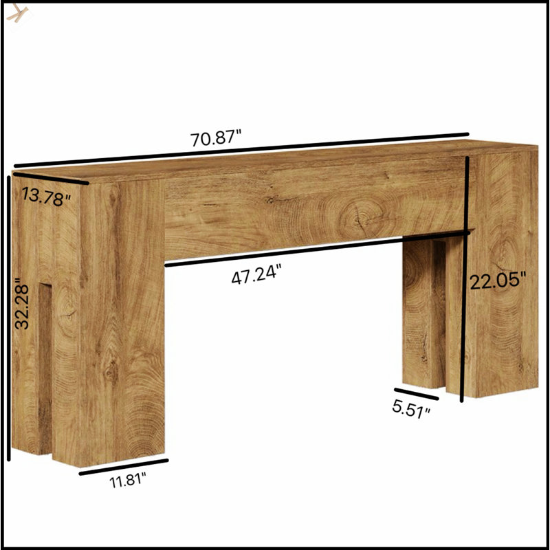 Rustic Side Table, Stylish Wooden Console Table With Heavy-Duty Reinforced Top For Durability And Ease Of Maintenance, Wood