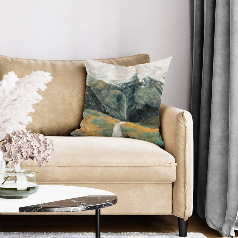 Mountainous landscape - 20"x20" Throw pillow - Poly twill - Print on demand, 20" x 20"